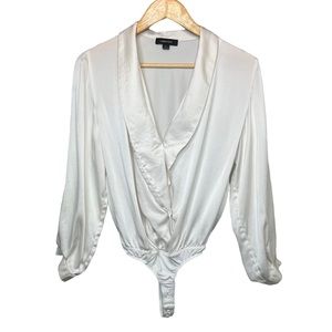 Lamarque Ivory Satin Surplice Bodysuit